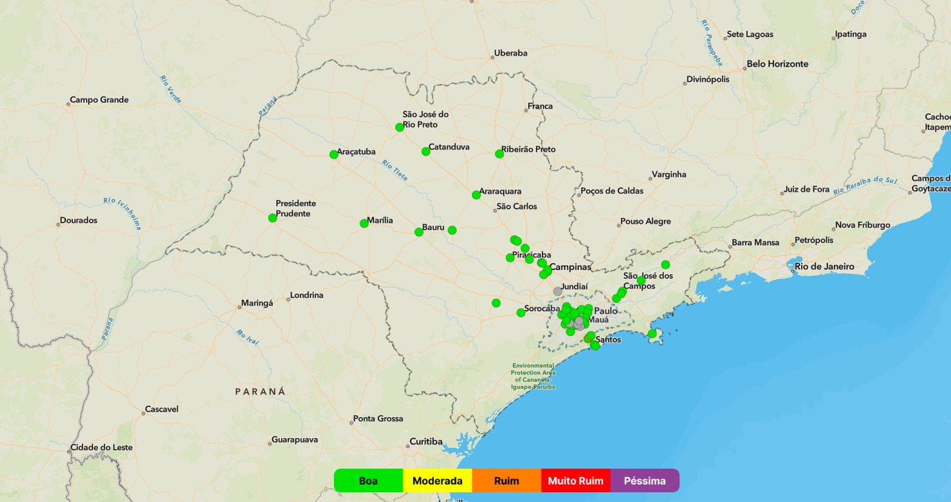 Leia mais sobre o artigo CETESB disponibiliza novos mapas de qualidade do ar e praias